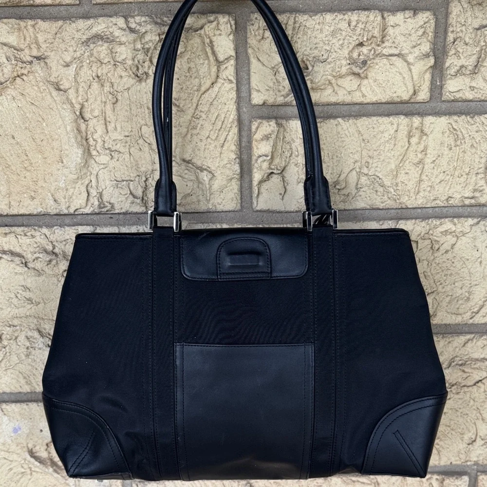 Casual Corner bag Handbag Elegant Black Tote Bag Leather Nylon